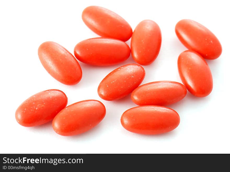 Medicines in closeup on white background