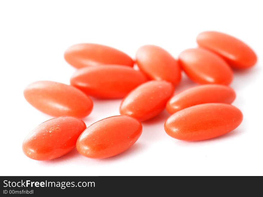 Medicines in closeup on white background