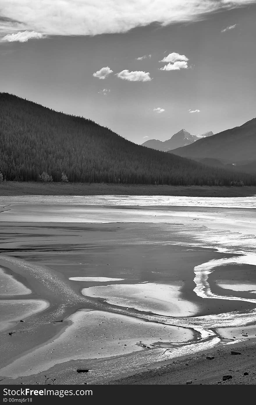 Lake in mountains of Canada in a sunlight. Lake in mountains of Canada in a sunlight