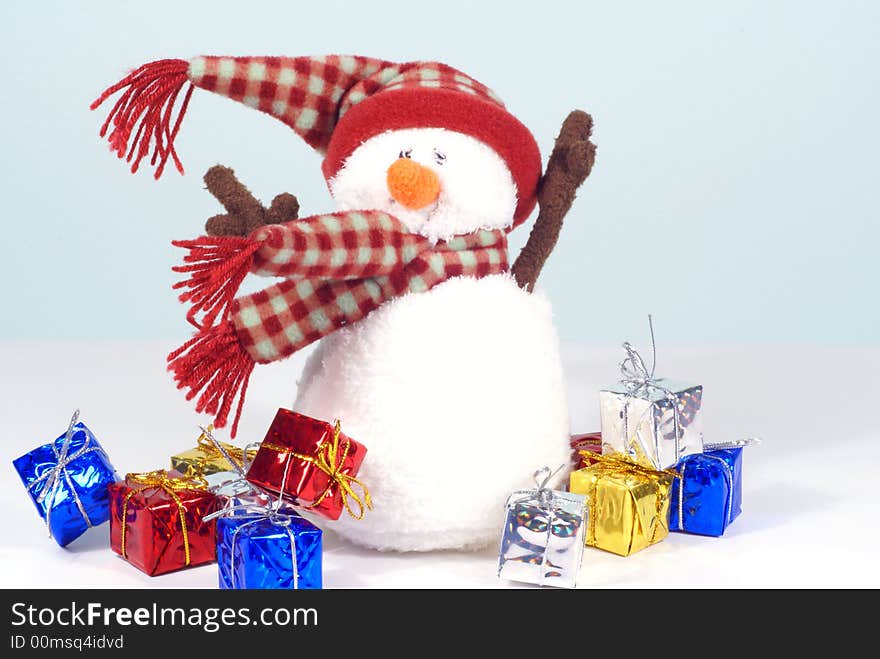 Windy day snowman