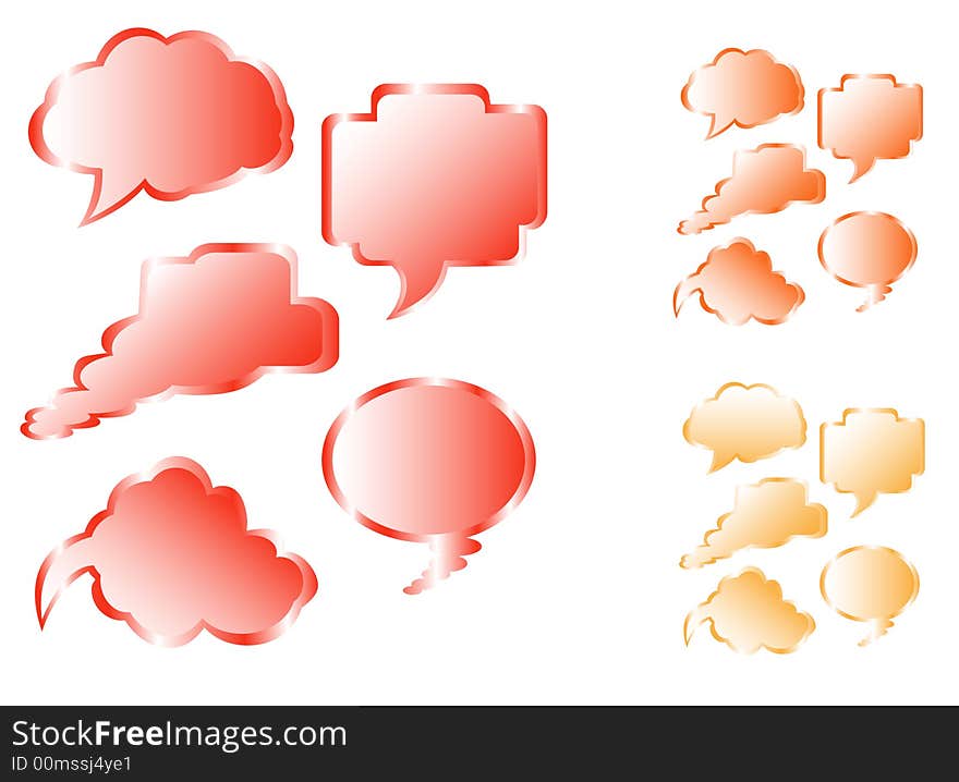 Illustration of communication bubbles, red, orange