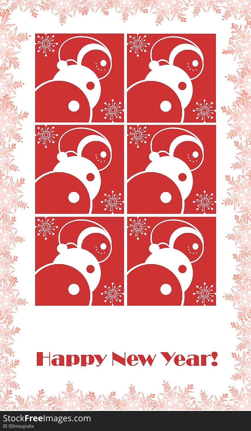 Red snowmen with snowflakes