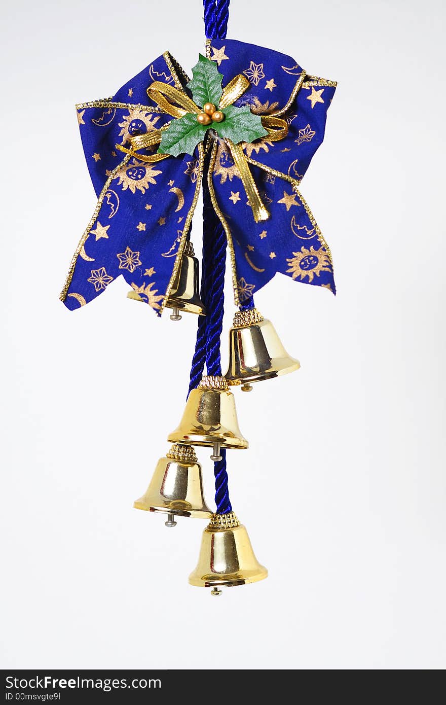 Christmas bell with blue ribbon