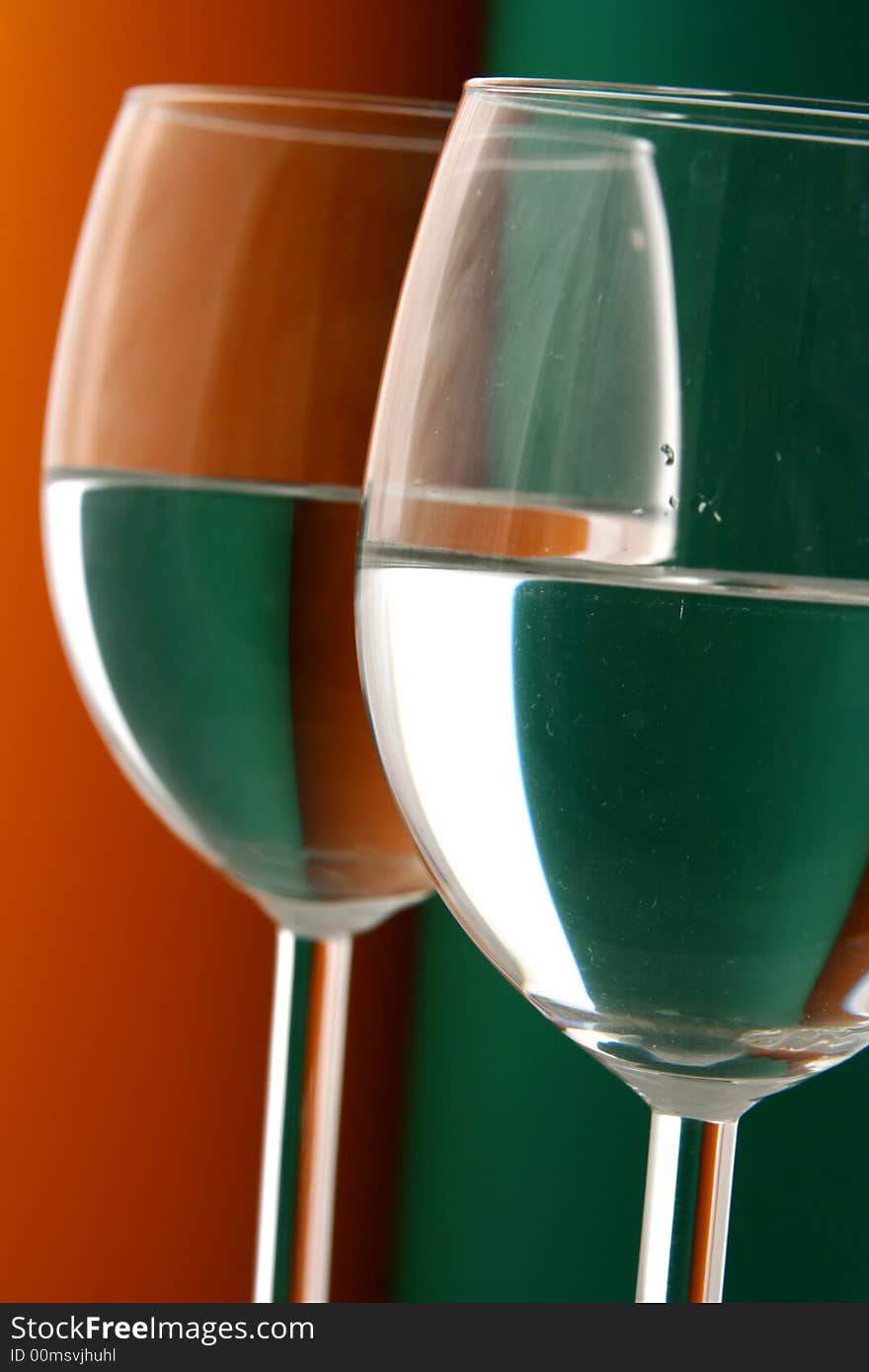 Wineglass In Green And Orange