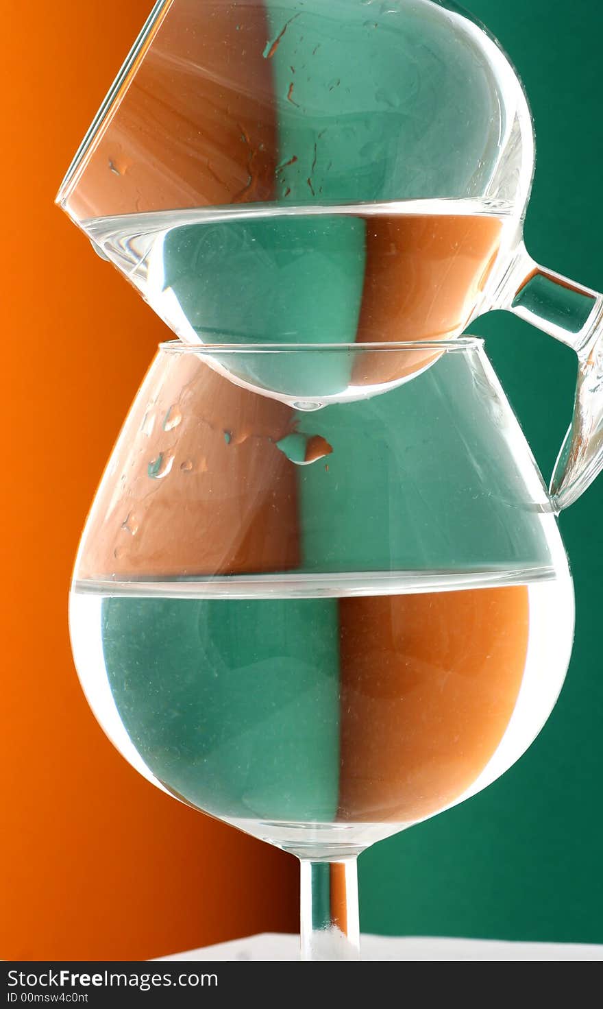 Wineglass in Green and Orange background