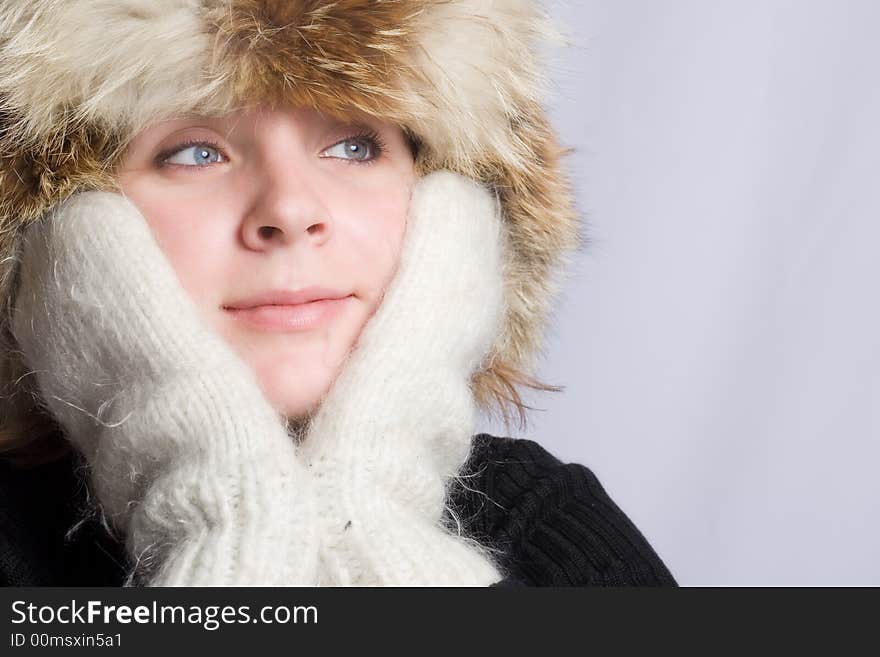 Pretty woman in winter hat. Pretty woman in winter hat