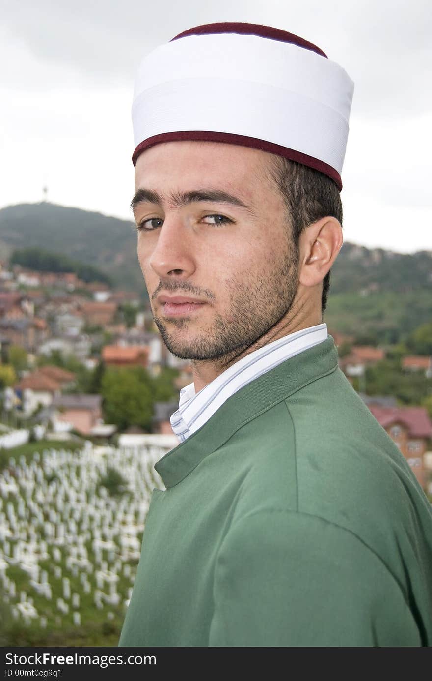 Muslim prayer on top of mosque. Muslim prayer on top of mosque