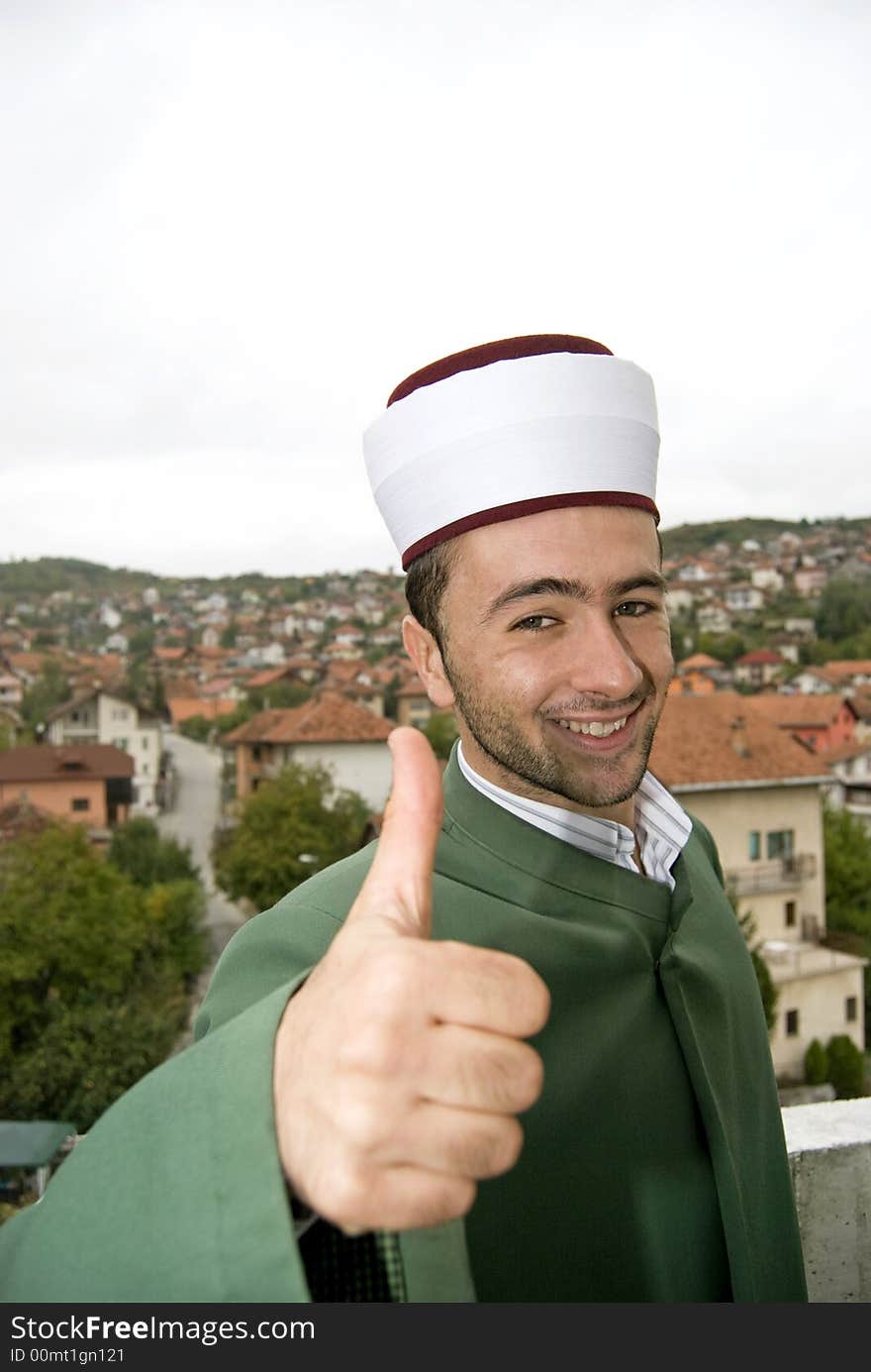 Muslim prayer on mosque minaret. Muslim prayer on mosque minaret