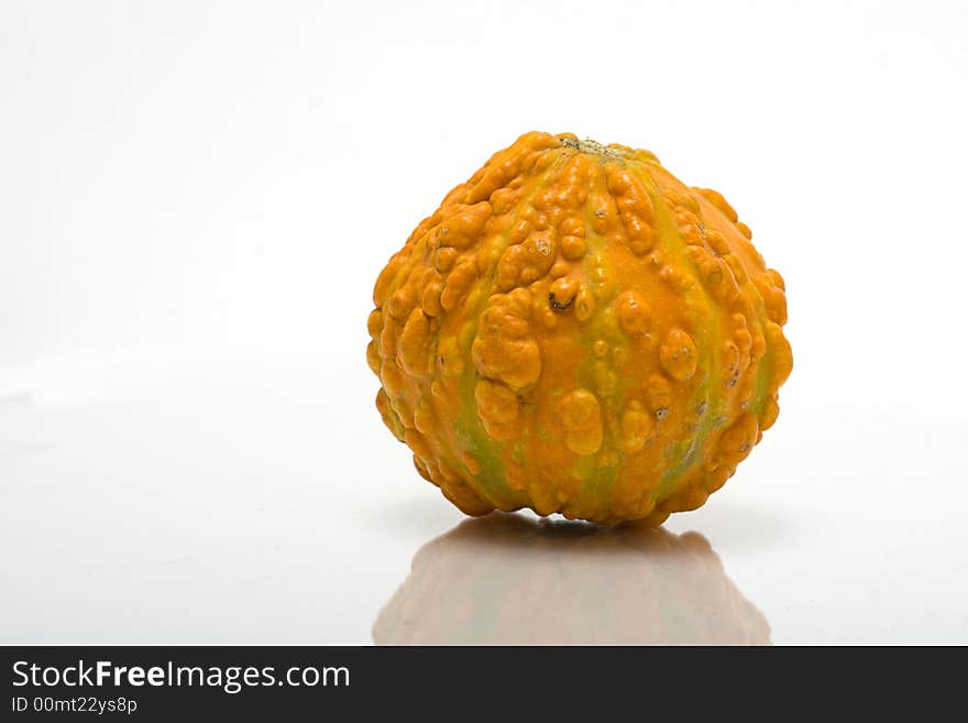 Pumpkin isolated closeup with reflection. Pumpkin isolated closeup with reflection