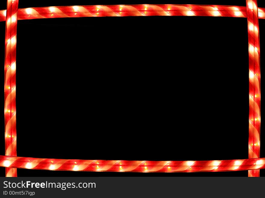 A Candy Cane lighted frame on black background