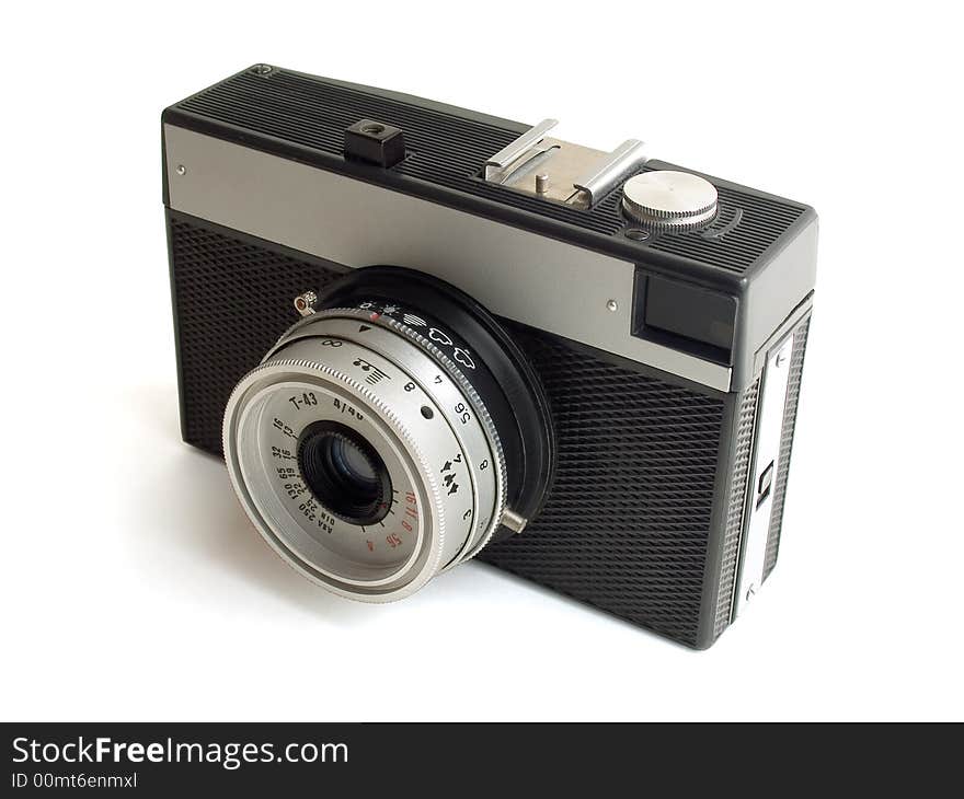 Old film camera isolated on white. Old film camera isolated on white