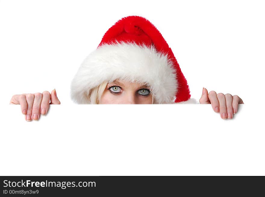 Santa Girl holding blank sign