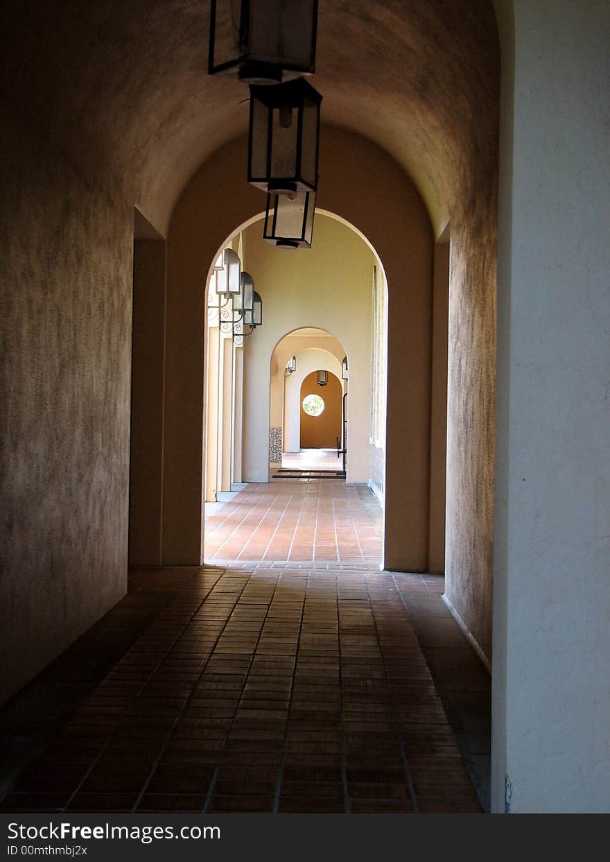 A quiet, long empty hallway.