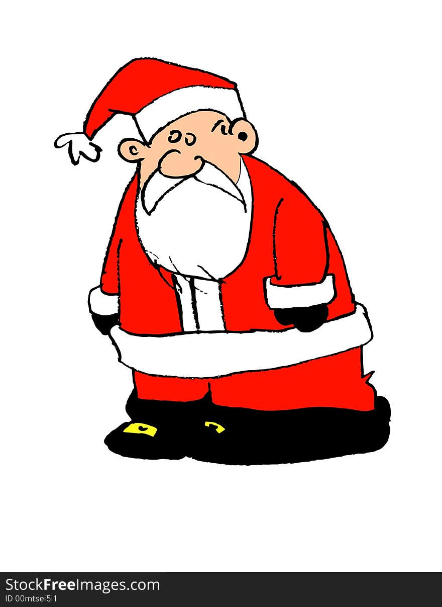 Standing cartoon Santa Claus looking out