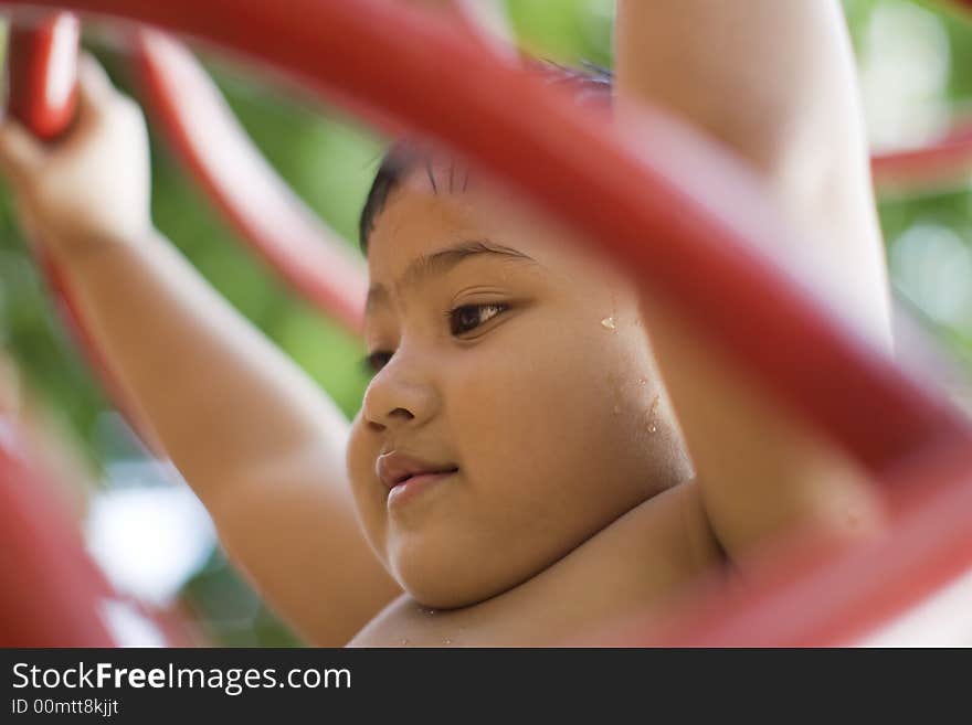 Kid playing in playground