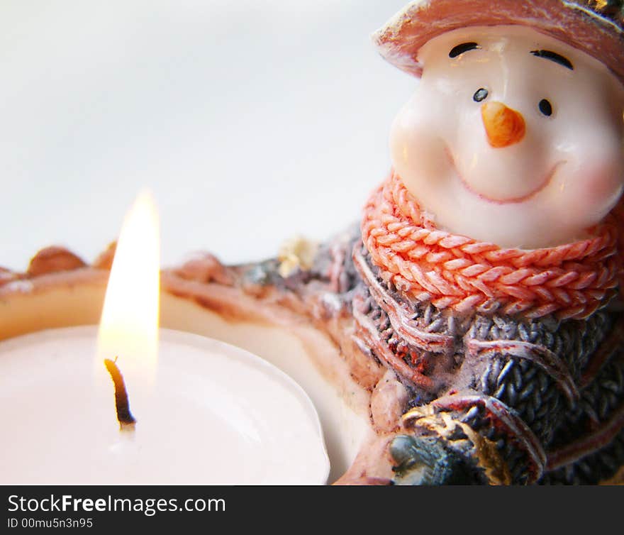 Snowman With Candle