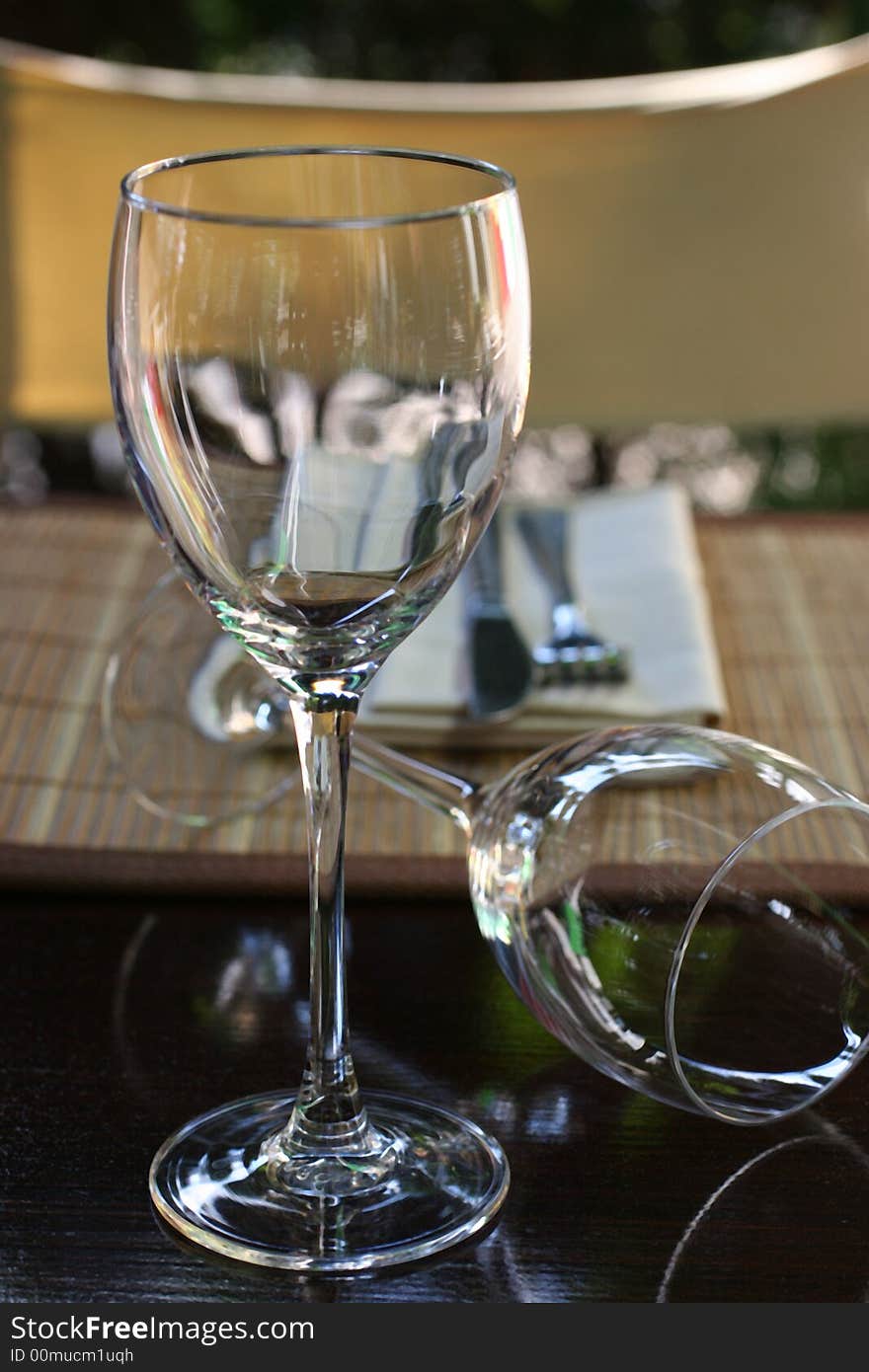 Two wine glasses in focus. Two wine glasses in focus.