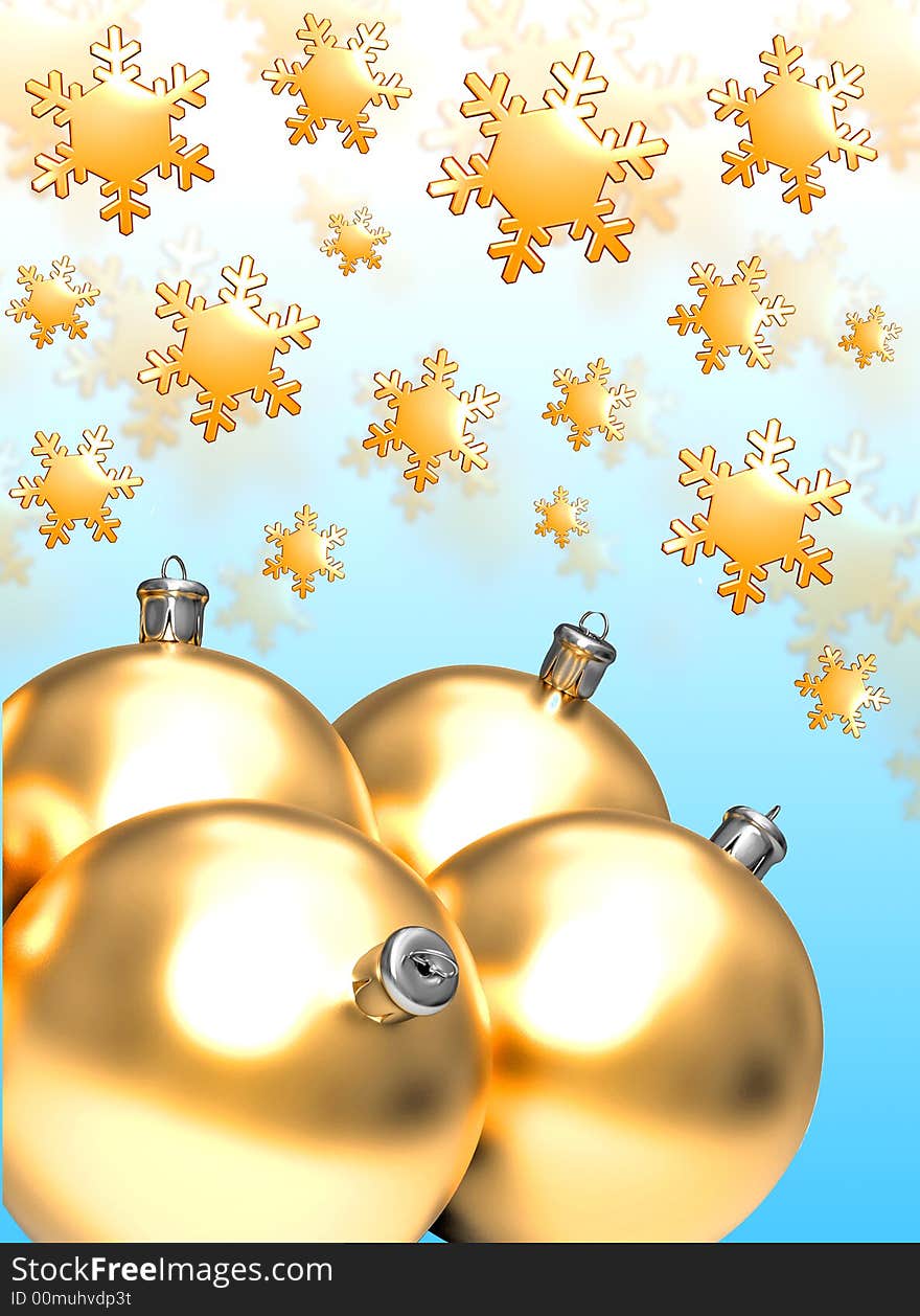 Golden christmas balls