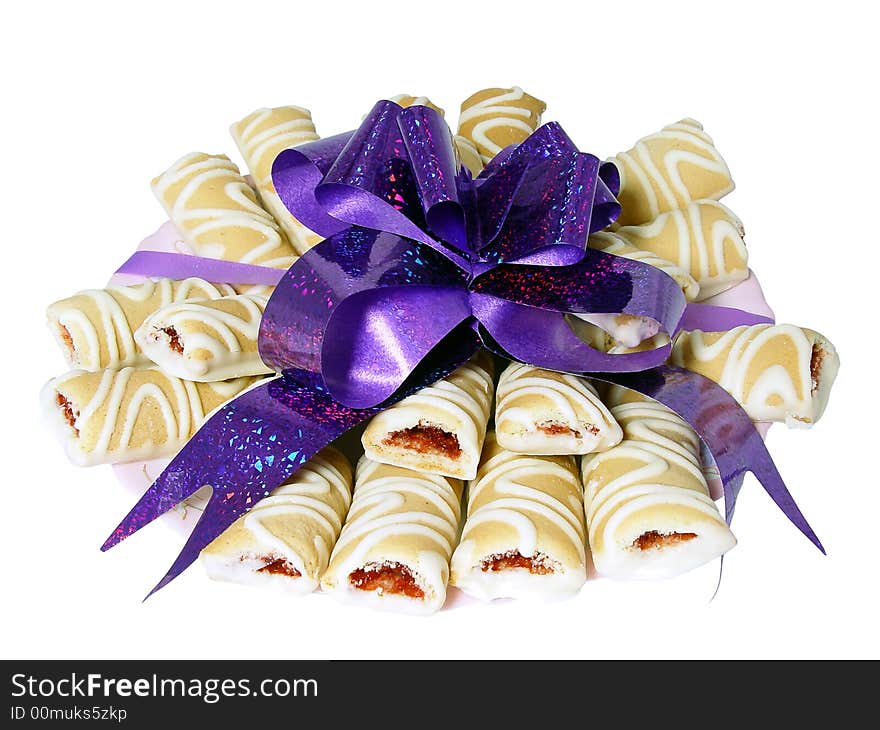 Sweet cookies with violet bow