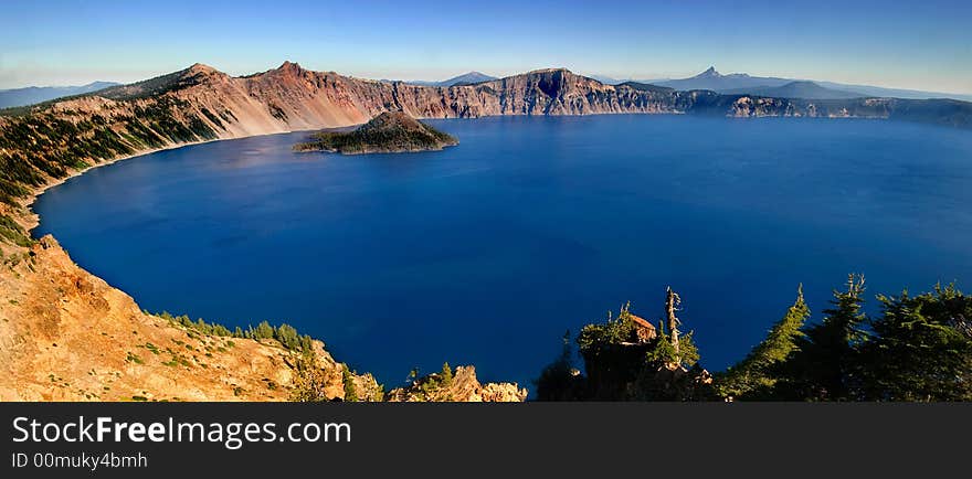 Panoramic view of crater lake. Panoramic view of crater lake