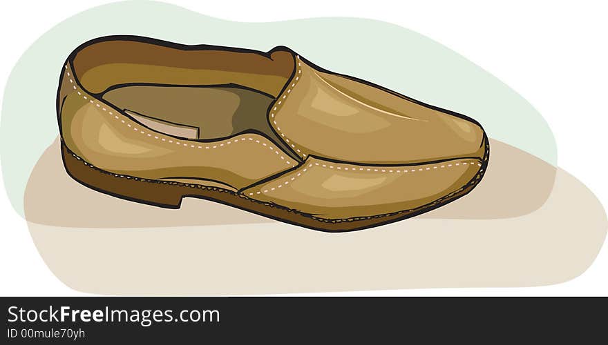 A brown shoe on a white background.