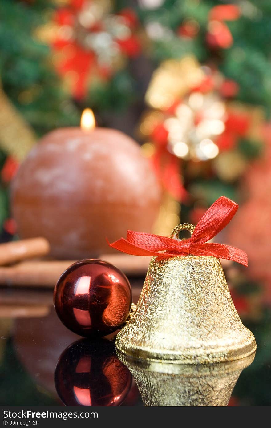 Christmas composition ( focus on bell ). Christmas composition ( focus on bell )