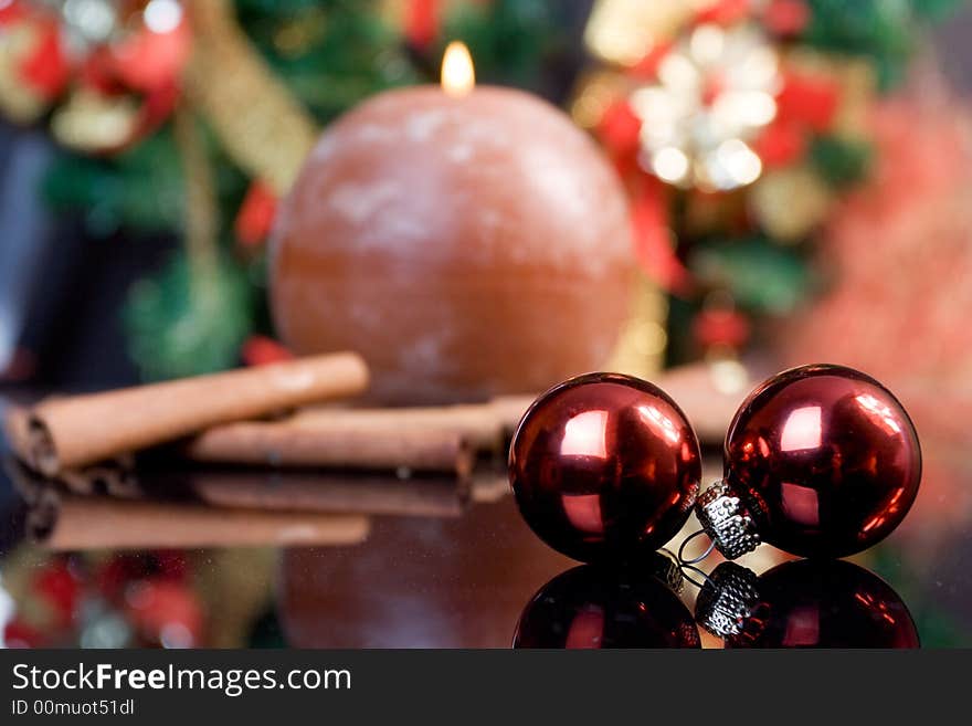 Christmas composition (focus on balls). Christmas composition (focus on balls)