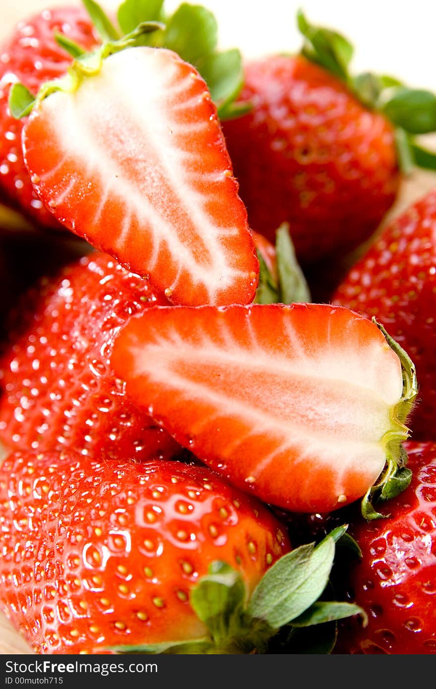 Fresh strawberries (focus on center )