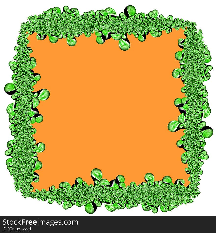 Abstract green frame and orange background.