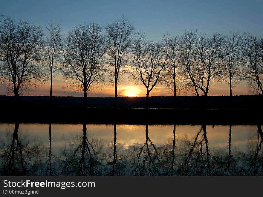 Sunset Over A Channel