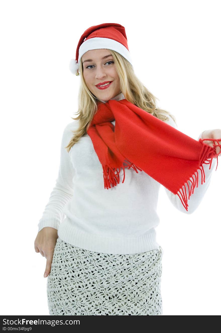 Beautiful Woman With Red Scarf