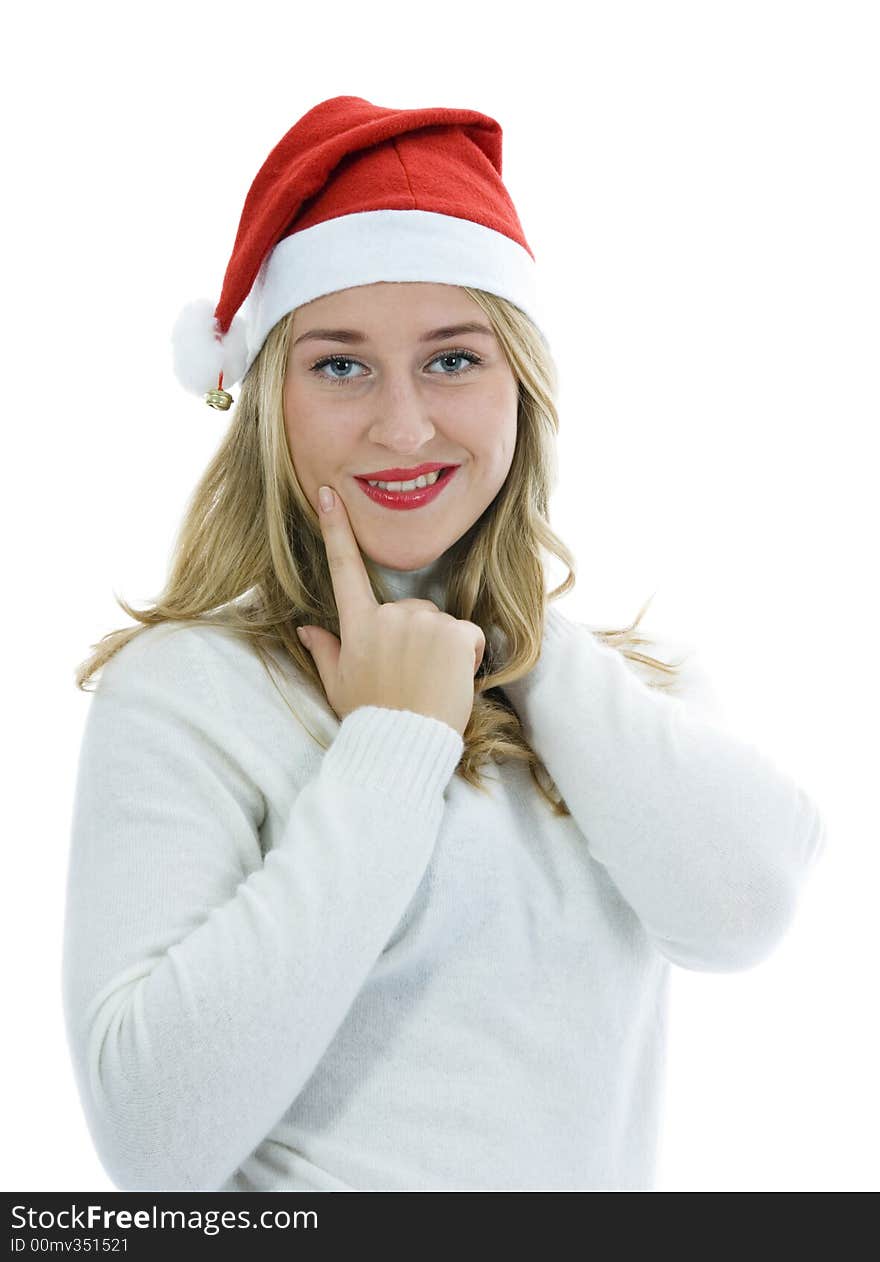 Beautiful woman with red scarf