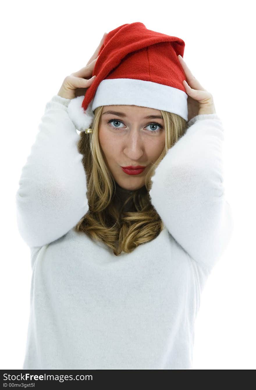 Beautiful woman with red scarf