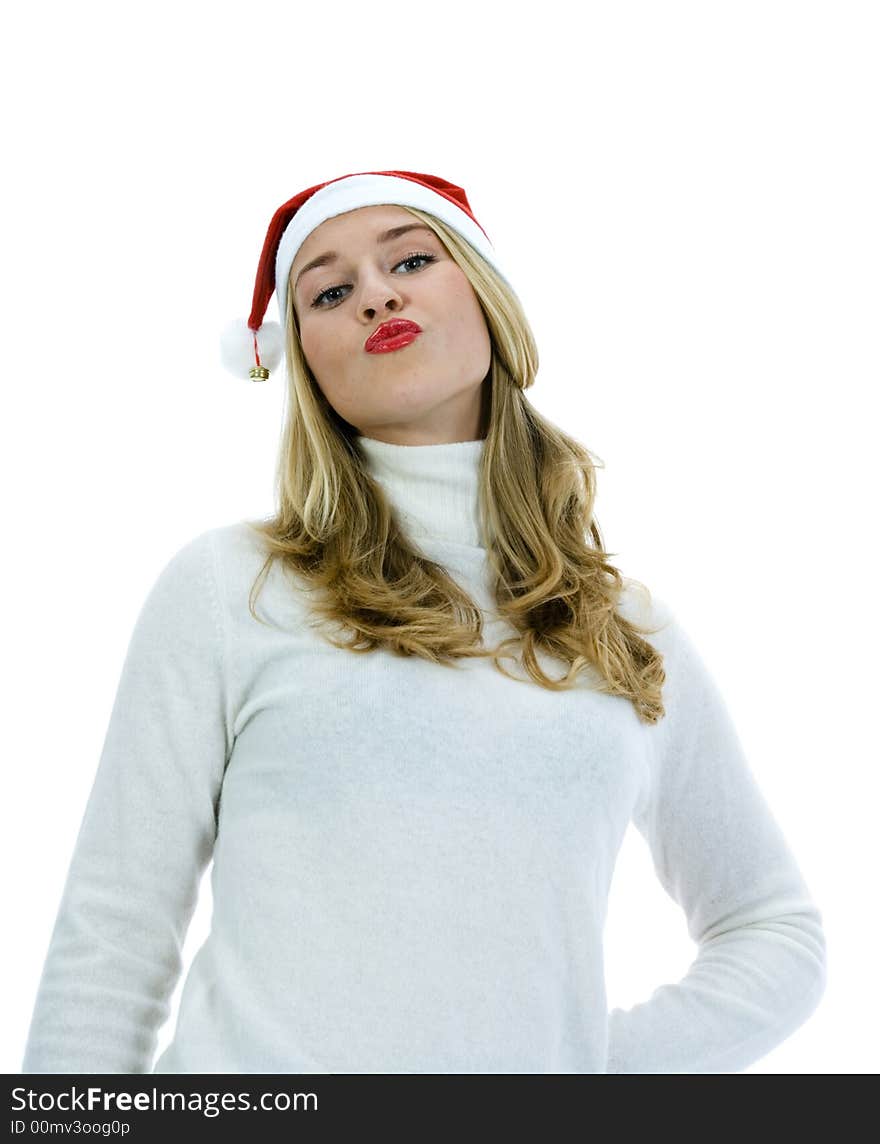 Beautiful woman with red scarf