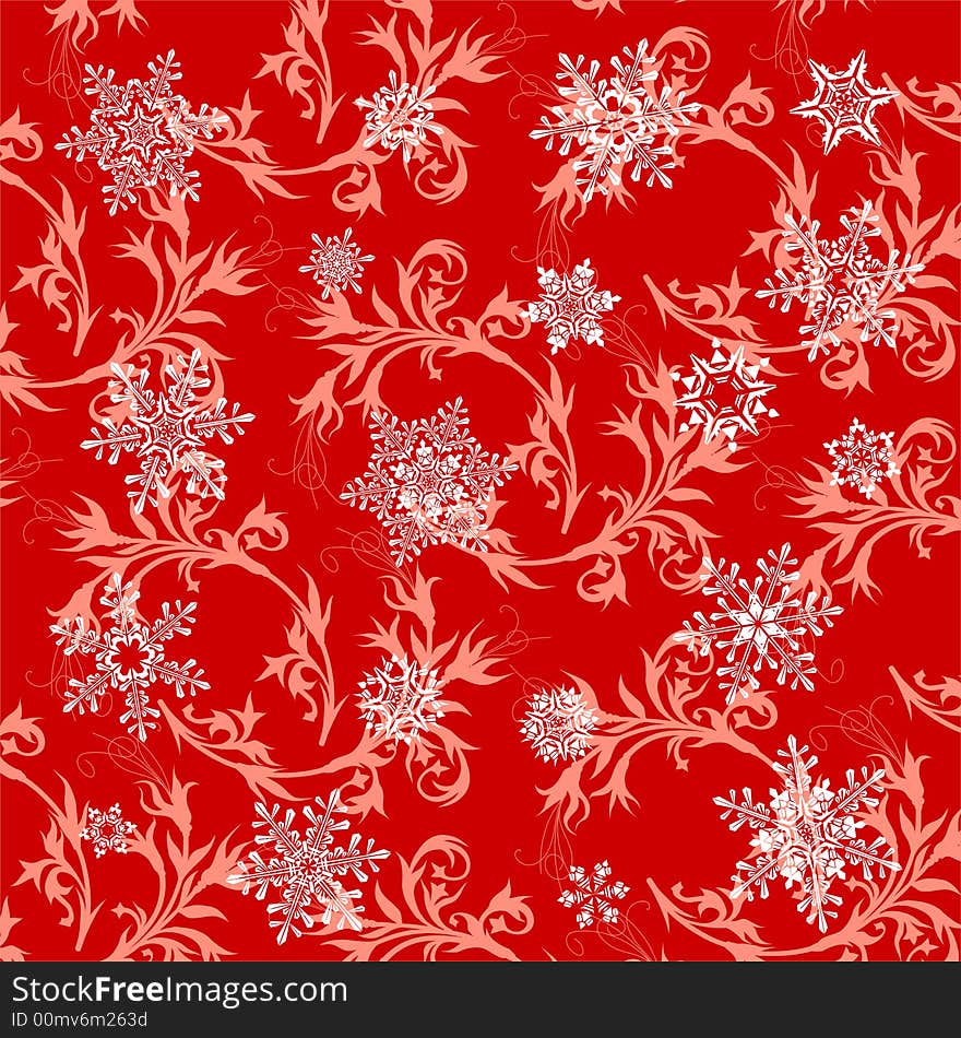 Red wallpaper & snowflakes