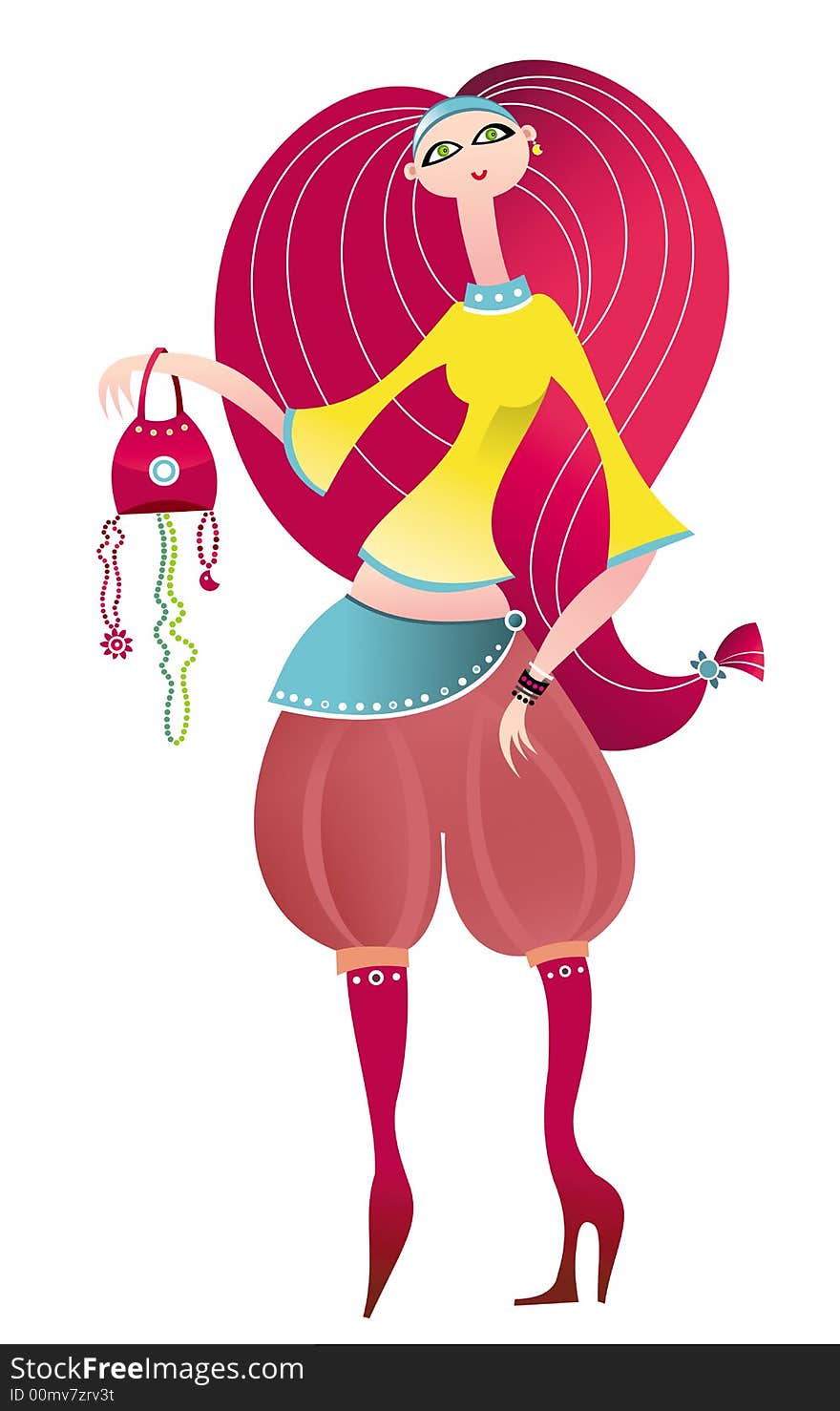 Colorful illustration of fasion girl.