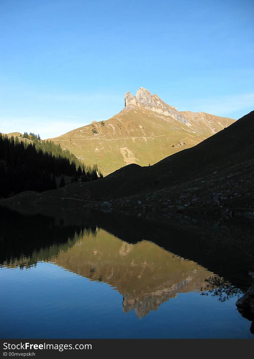 Mountain lake mirror in Bannalp, Switzerland. Mountain lake mirror in Bannalp, Switzerland