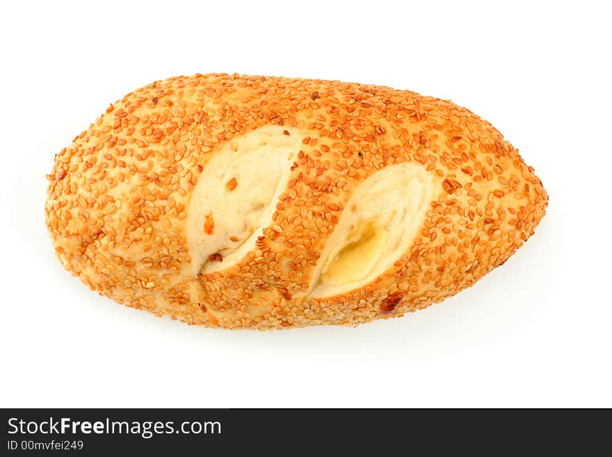 Sweet bun with sesame, isolated