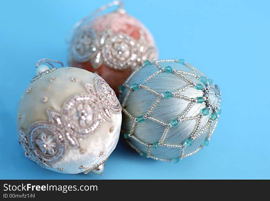 Ornaments on blue