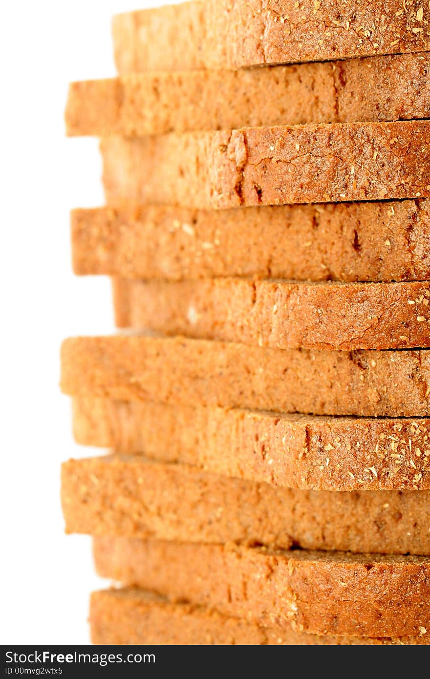 Slices of the cut bread, isolated