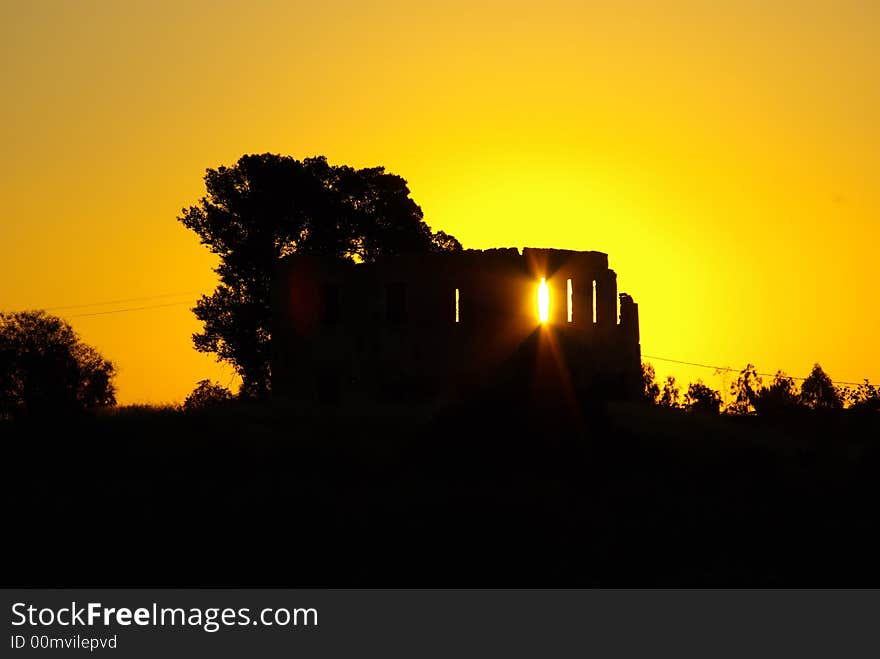 Ancient Villa Ruins at sunset