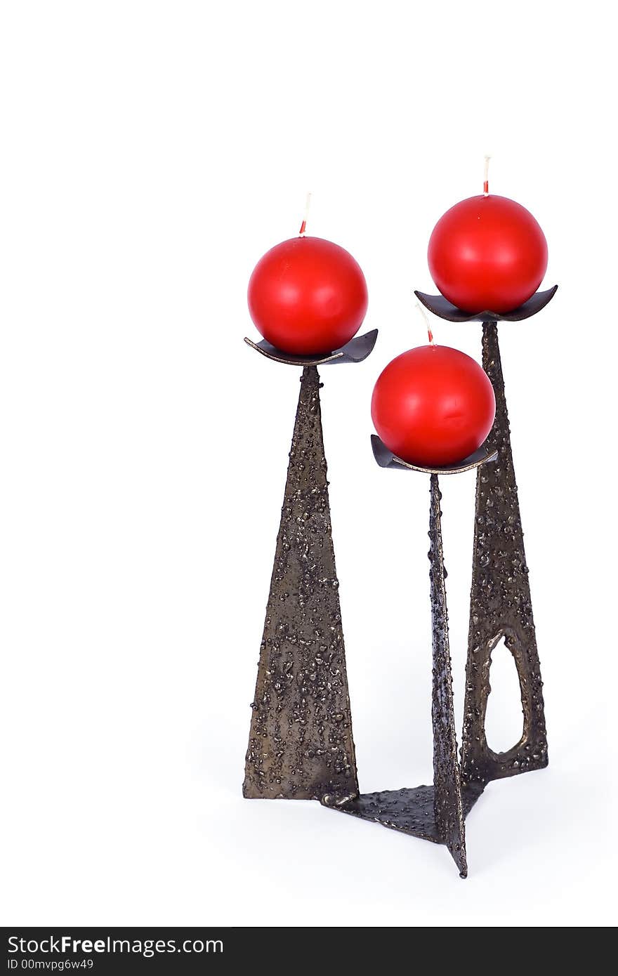 Candlestick with red round candles