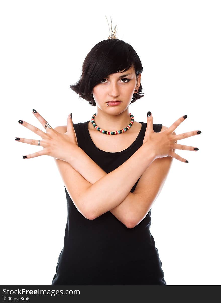 The beautiful girl with black manicure. The beautiful girl with black manicure