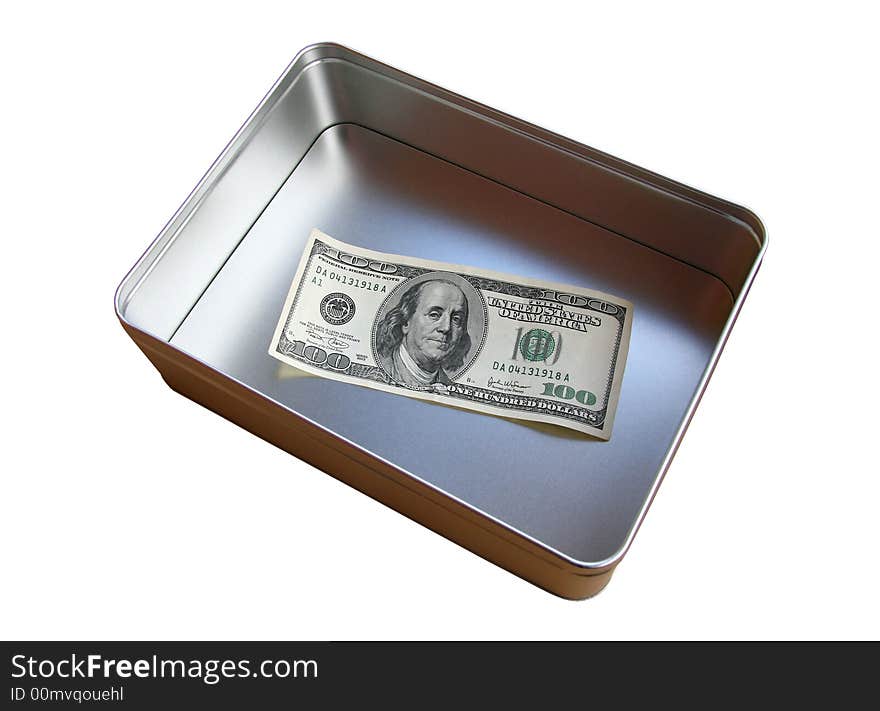 Denomination in a metal box on a white background. Denomination in a metal box on a white background.