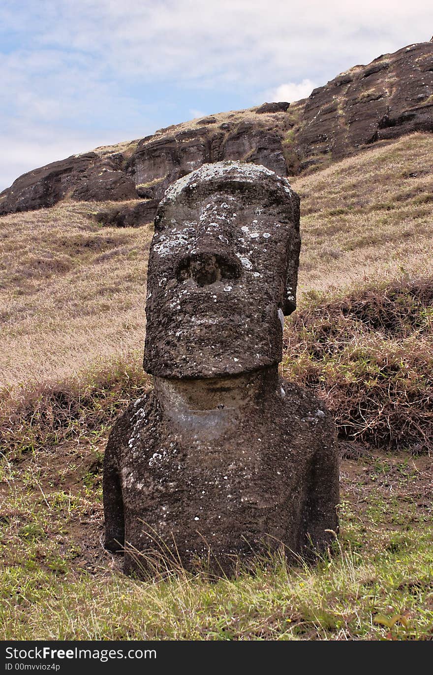 A stone idol on easter island. A stone idol on easter island