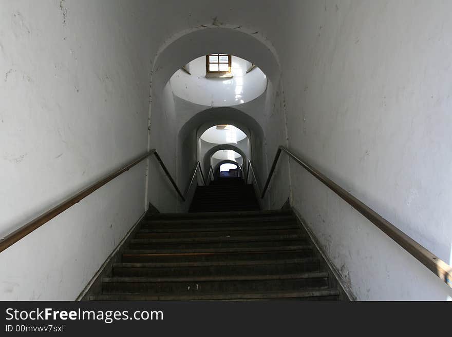 Stairs in tunnel