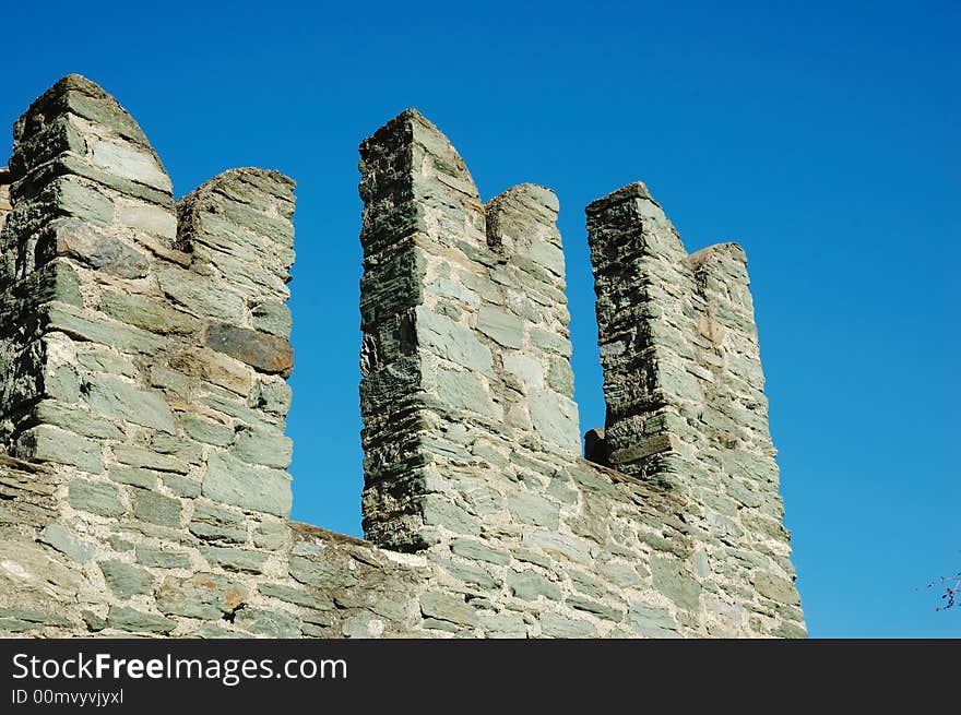 Exterior detail of medieval castle, north Italy