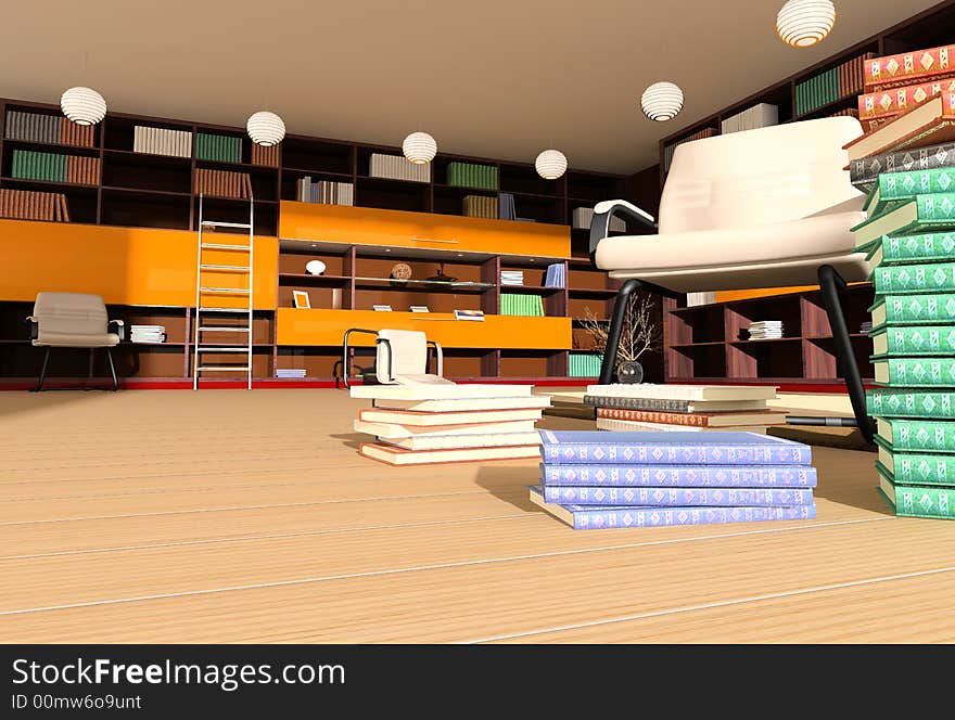 Modern interior of library