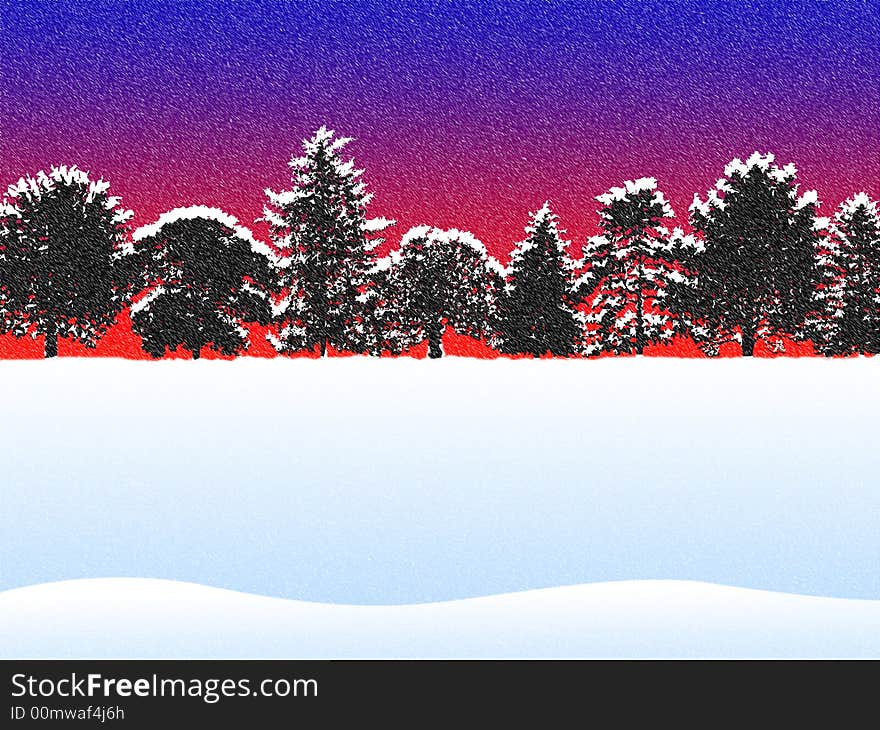 Christmas scene with falling snow illustration