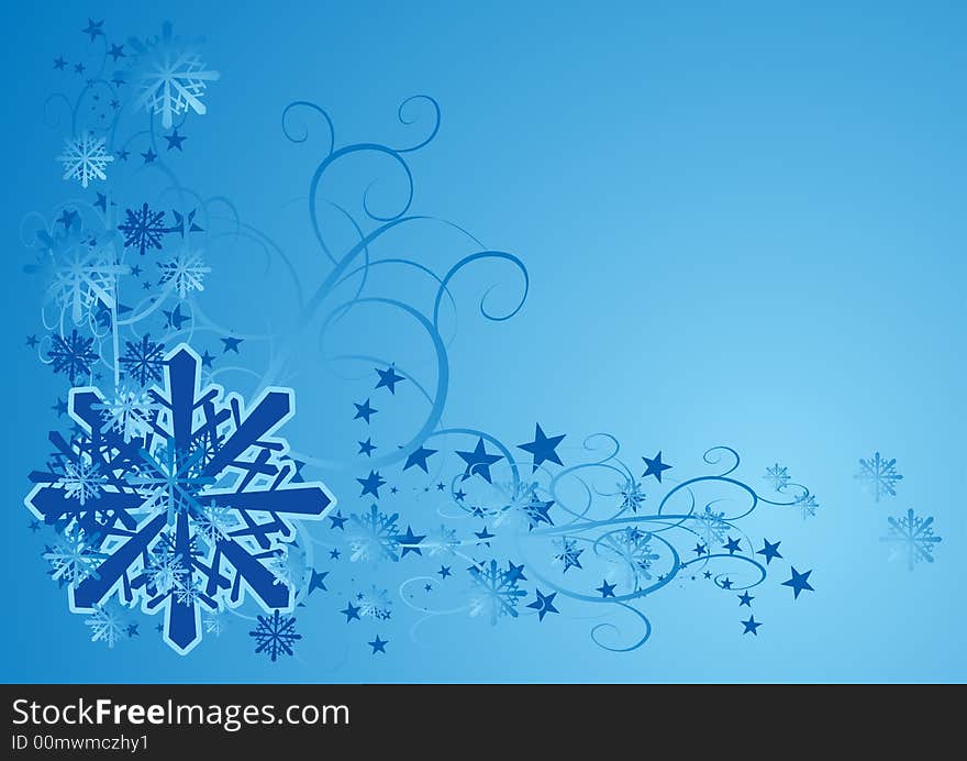 Blue frozen snowflakes abstract border. Blue frozen snowflakes abstract border